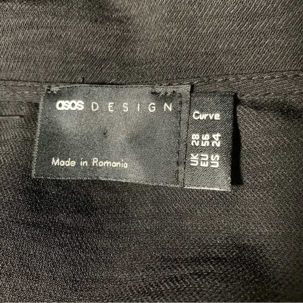 ASOS Design Curve Black Faux Wrap Collared Dress … - image 6