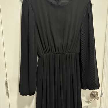 Black pleated chiffon dress
