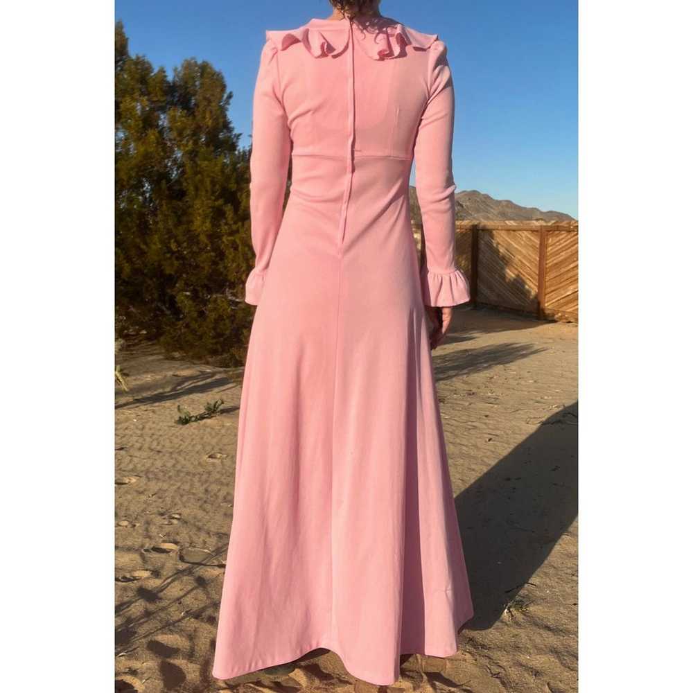 Vintage Western Ruffle Pink Long Sleeve Maxi Dress - image 2