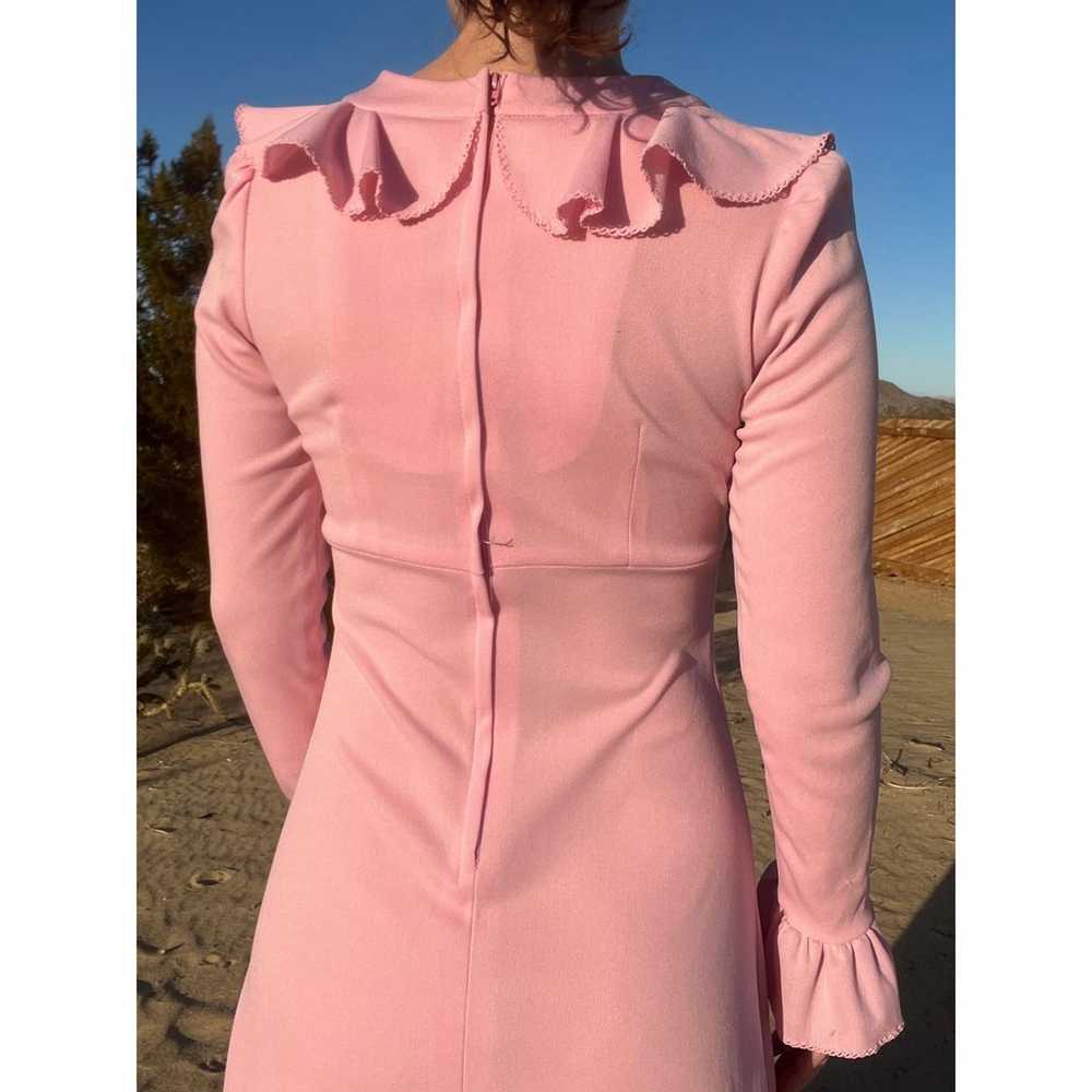 Vintage Western Ruffle Pink Long Sleeve Maxi Dress - image 4