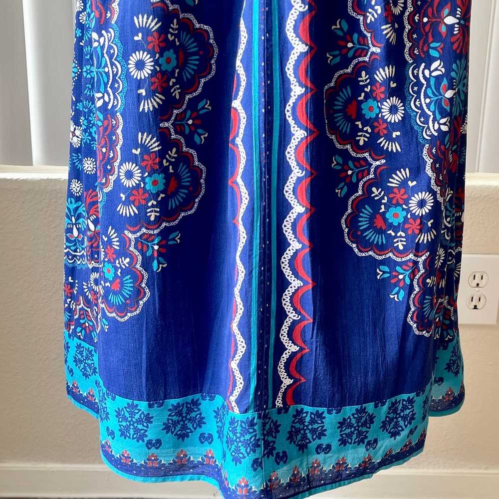 Blue V Neck Floral Cotton Girly Dress Sz: S/XS - image 4