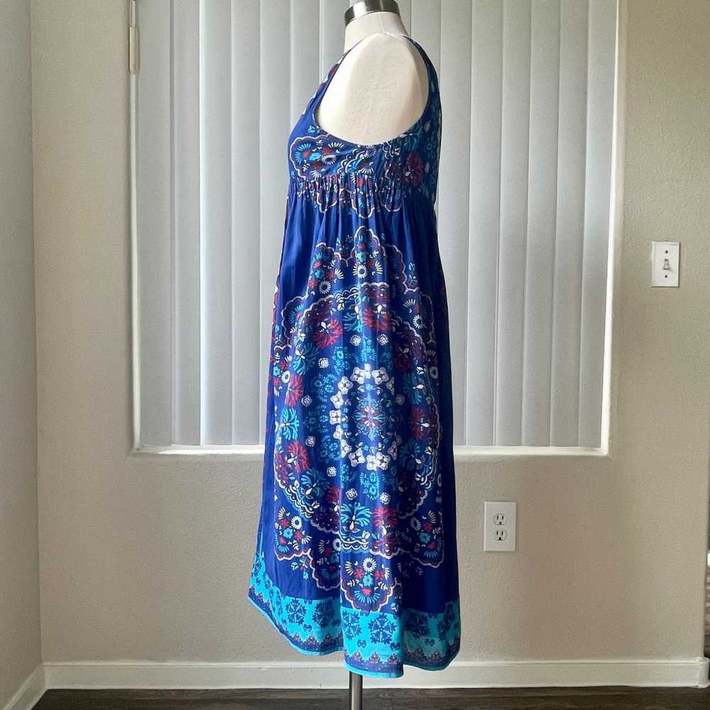 Blue V Neck Floral Cotton Girly Dress Sz: S/XS - image 5