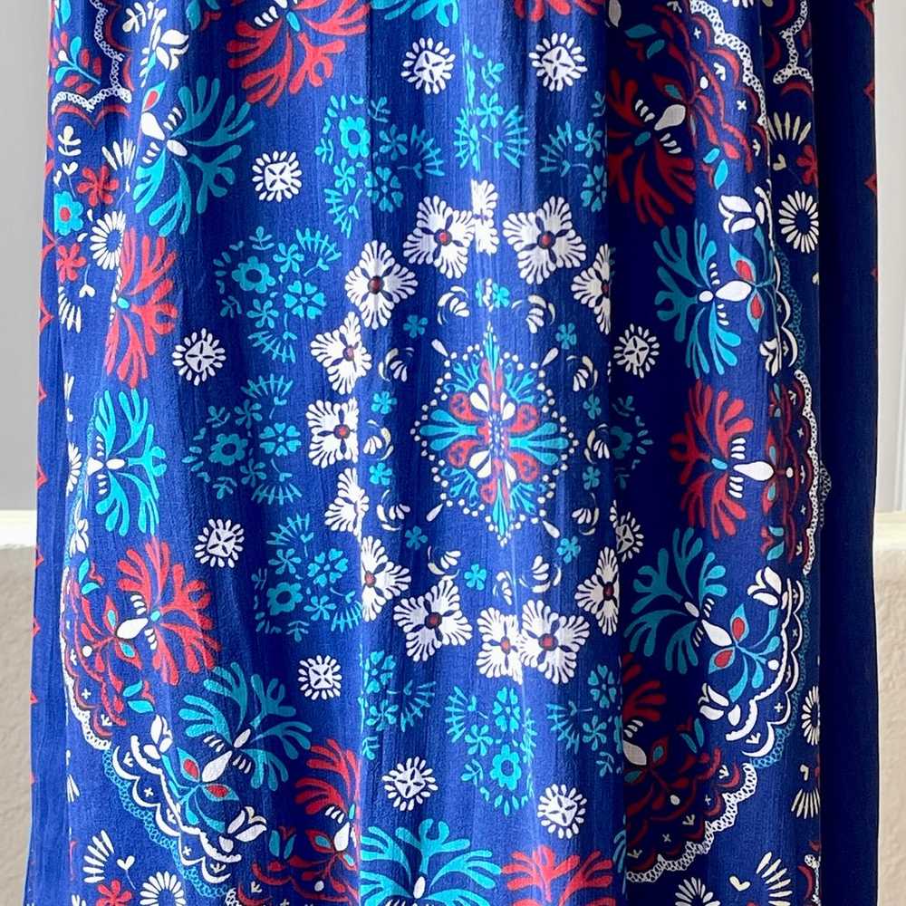 Blue V Neck Floral Cotton Girly Dress Sz: S/XS - image 6