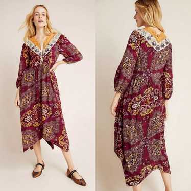 Anthropologie Maeve Meredith Embroidered Midi Dres
