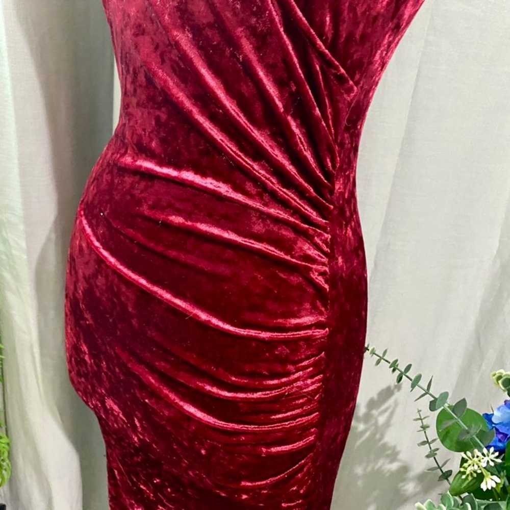 Wine Red Velvet Dress - image 3