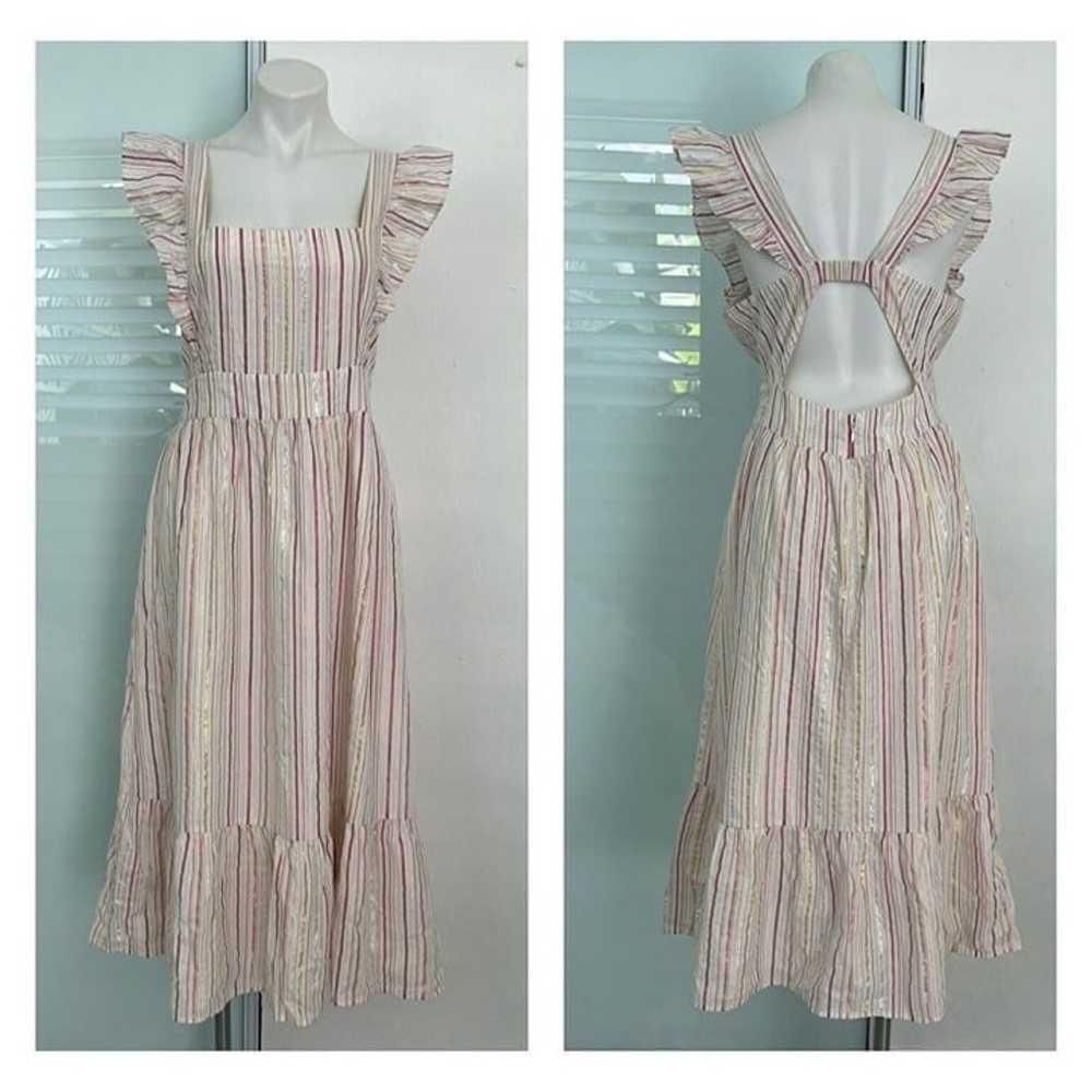 Ann Taylor Midi Ruffle Cutout Back Dress Size 8 S… - image 1