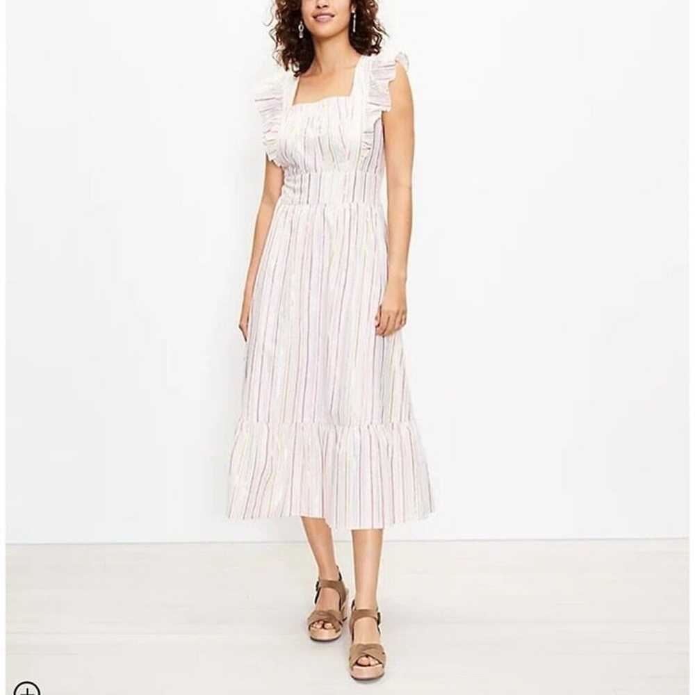 Ann Taylor Midi Ruffle Cutout Back Dress Size 8 S… - image 4