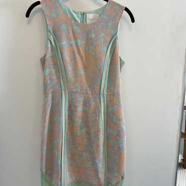 Line And Dot 100% Silk Pastel Monet Sheath Dress … - image 1