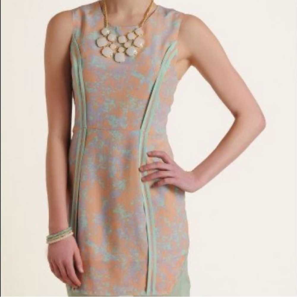 Line And Dot 100% Silk Pastel Monet Sheath Dress … - image 5