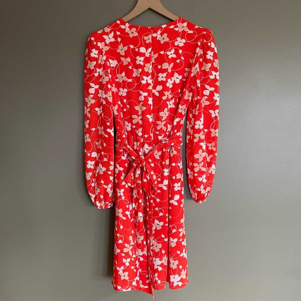 Eliza J Floral Long Sleeve Crepe Dress Size 6 Red… - image 11
