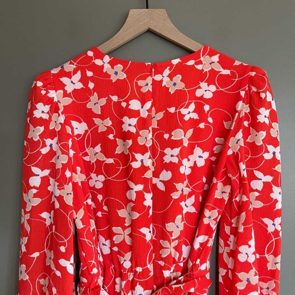 Eliza J Floral Long Sleeve Crepe Dress Size 6 Red… - image 12