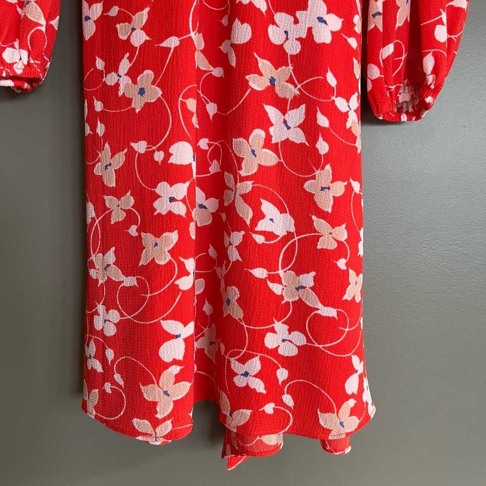 Eliza J Floral Long Sleeve Crepe Dress Size 6 Red… - image 7