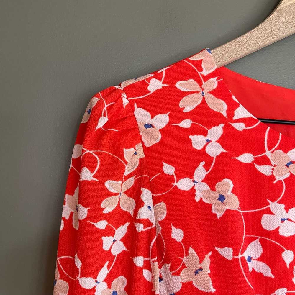 Eliza J Floral Long Sleeve Crepe Dress Size 6 Red… - image 9