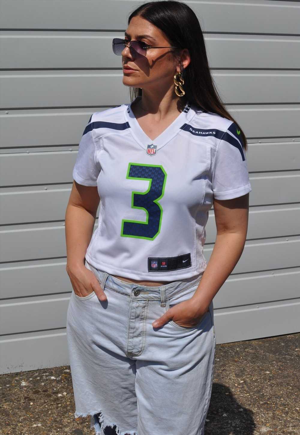NFL 90's Nike Seattle Seahawks football jersey ts… - image 1