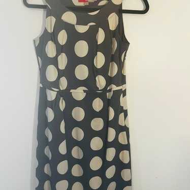 Boden Grey & Tan Polka Dot Shift Dress Size 6 - image 1
