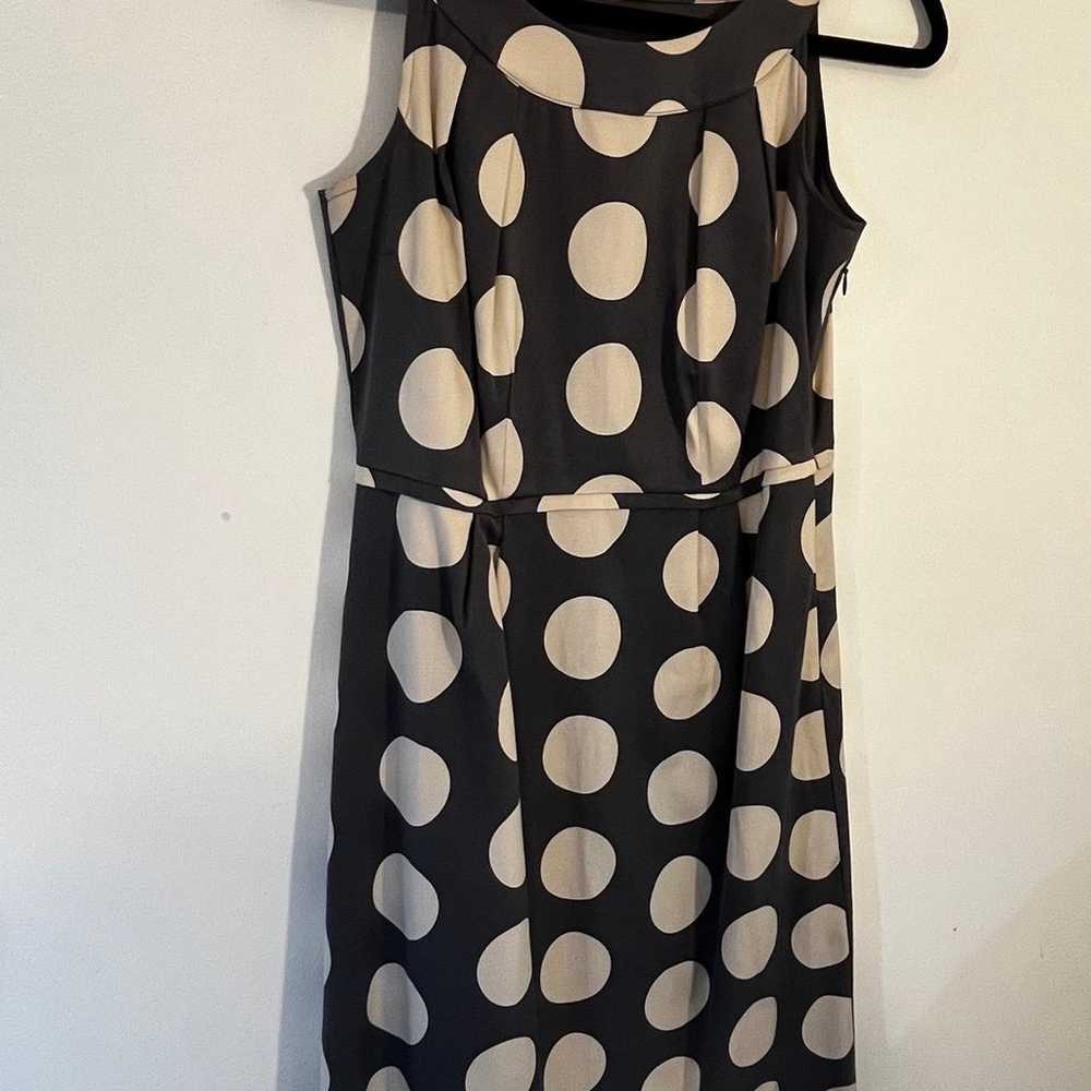 Boden Grey & Tan Polka Dot Shift Dress Size 6 - image 3