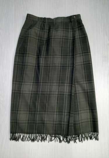 90's Skirt Midi Wrap Checked Pattern Grey