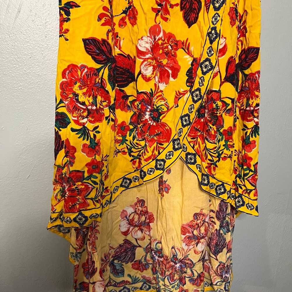 Danica Yellow Floral Print Smocked High-Low Maxi … - image 6