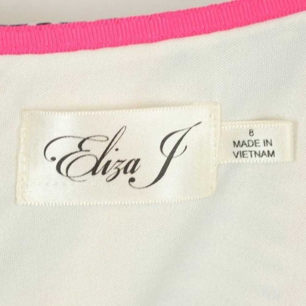 Eliza J Women's Size 8 Pink Blue Scoop Neck 1/2 S… - image 6