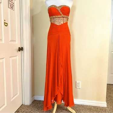 Tailored orange rhinestone sequins formal gown ma… - image 1