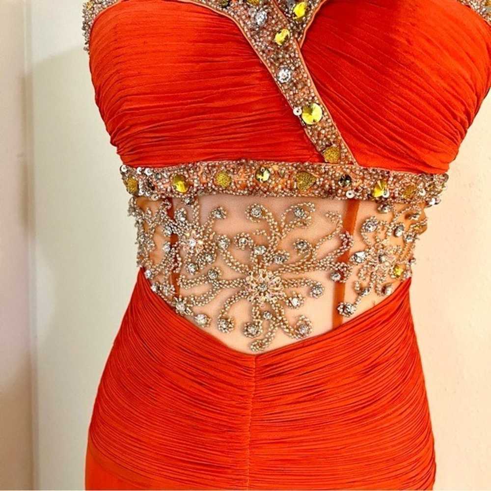 Tailored orange rhinestone sequins formal gown ma… - image 2