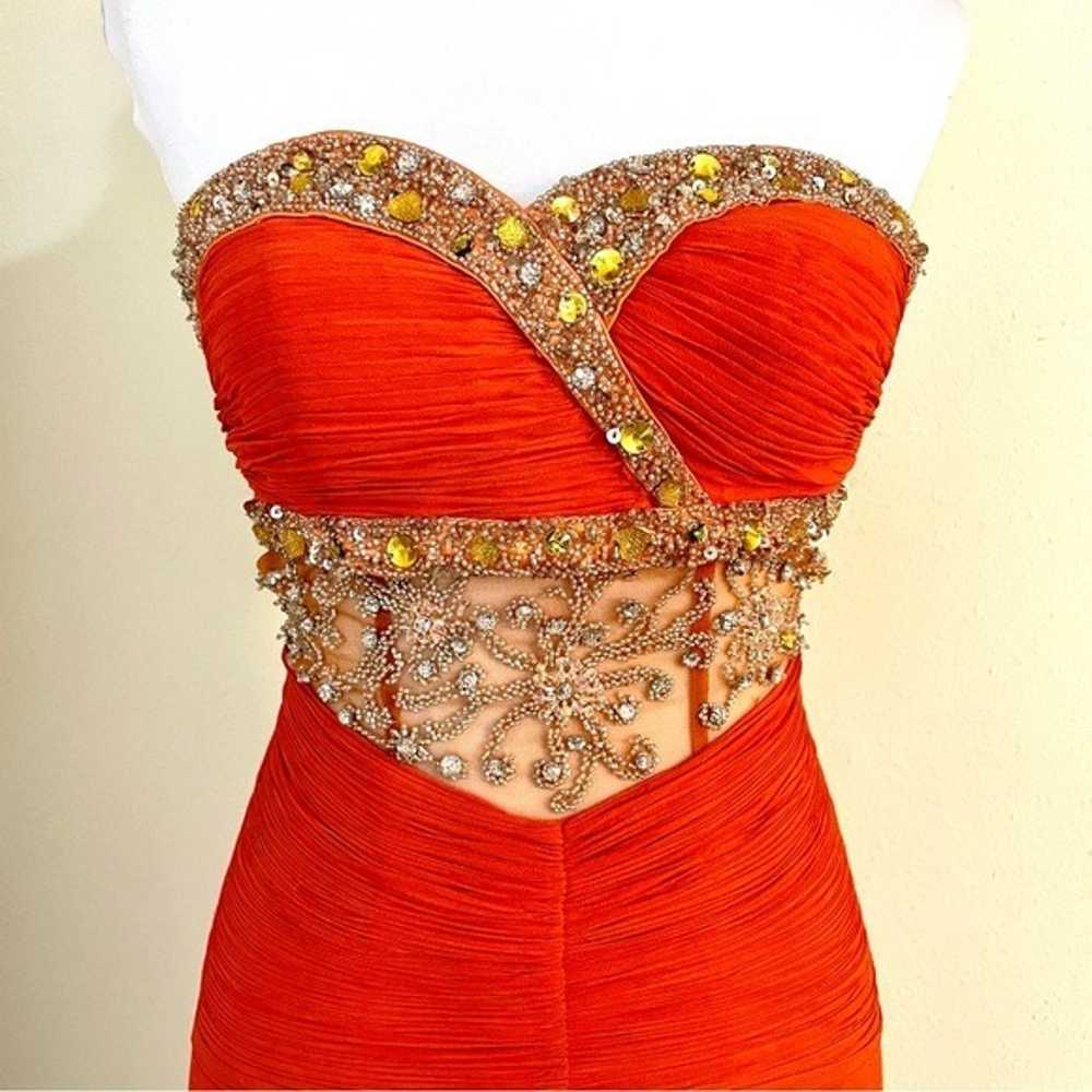 Tailored orange rhinestone sequins formal gown ma… - image 3