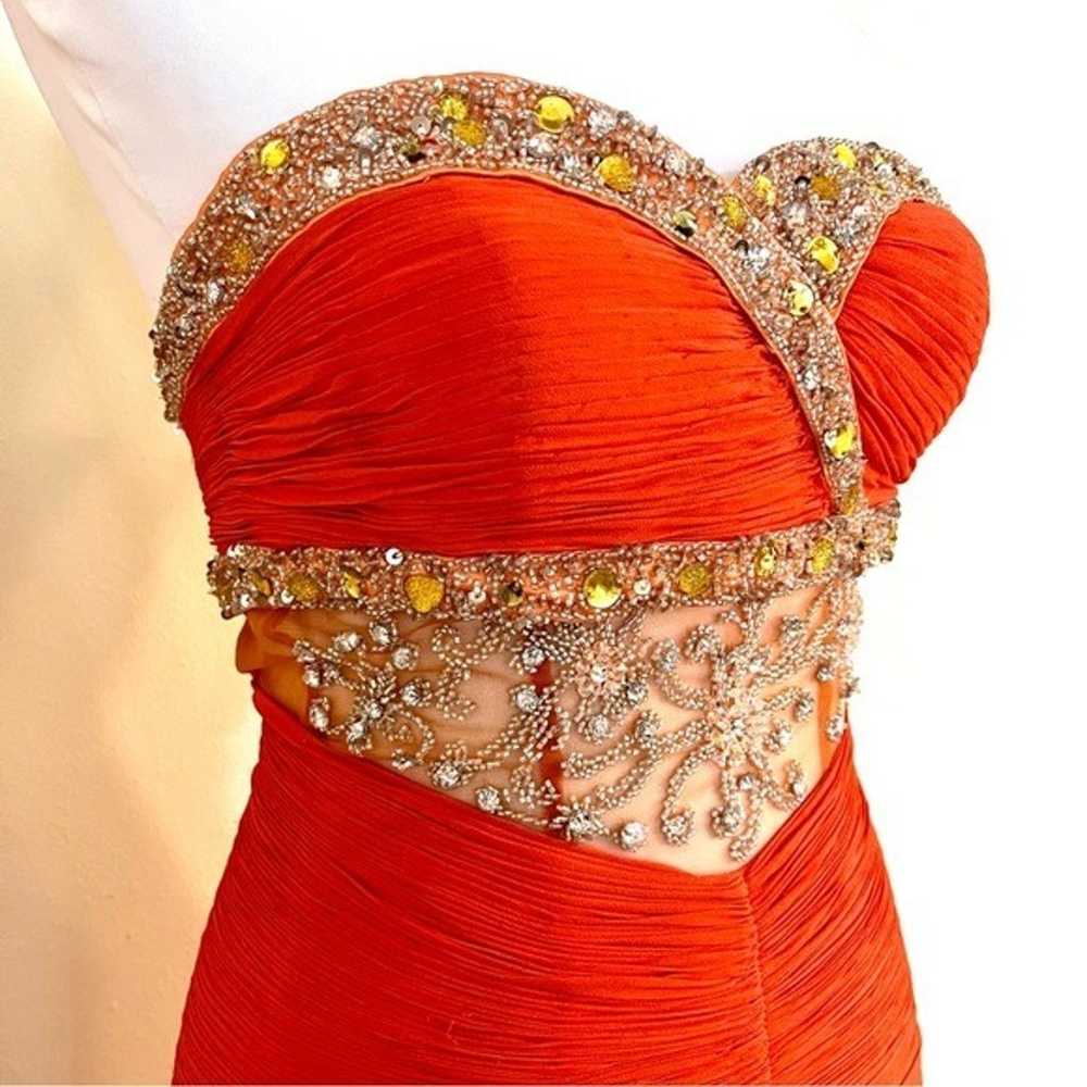 Tailored orange rhinestone sequins formal gown ma… - image 4