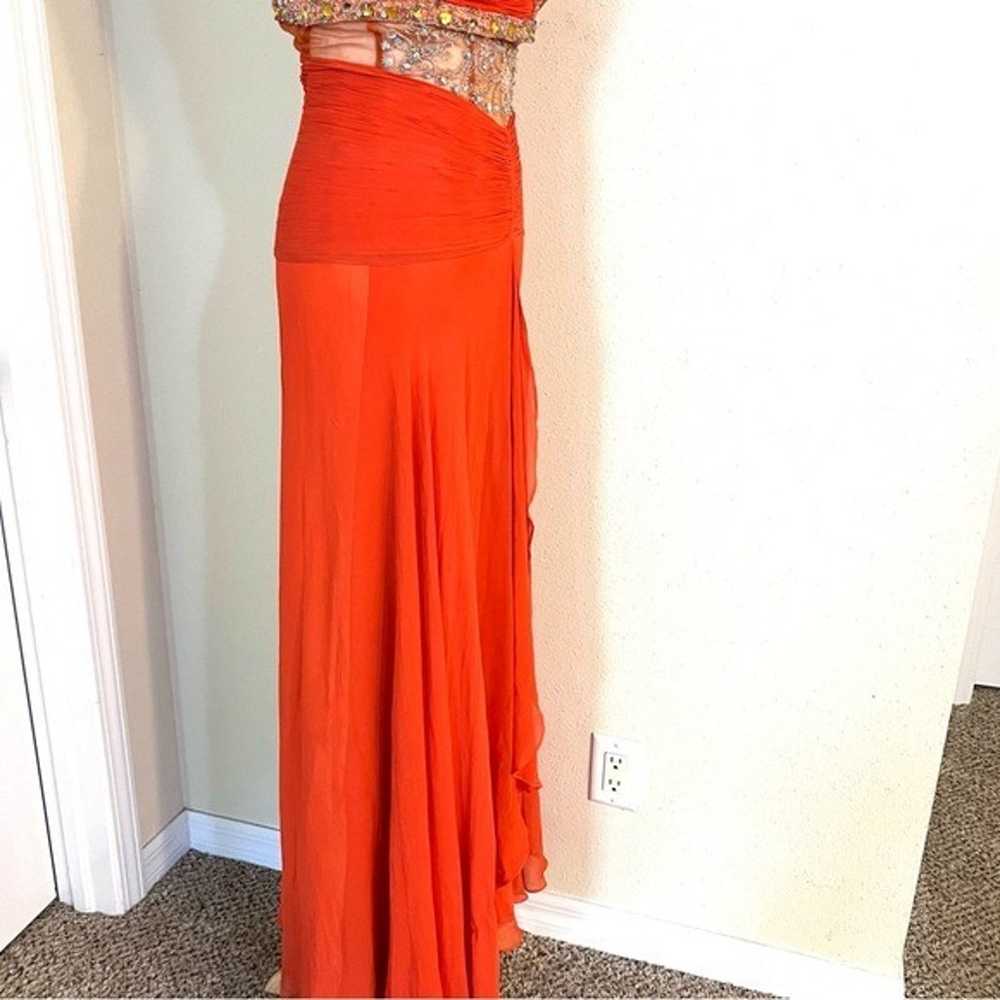 Tailored orange rhinestone sequins formal gown ma… - image 7