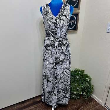 NWOT Talbots Stretch Knit Floral Maxi Shirt Dress… - image 1