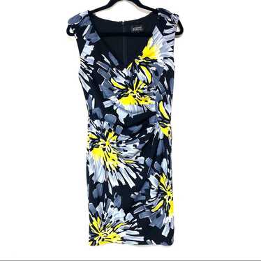 Adrianna Papell Black & Yellow Floral Side Twist … - image 1