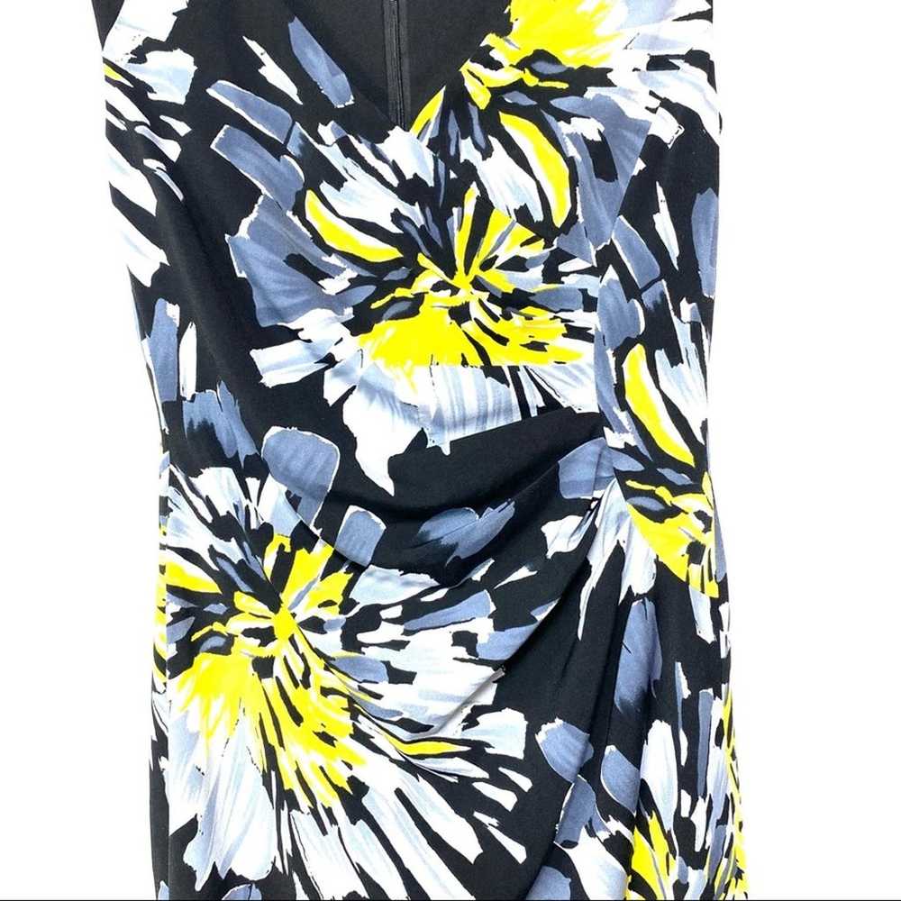 Adrianna Papell Black & Yellow Floral Side Twist … - image 4