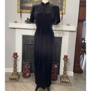 Vintage ANOTHER THYME Black Velvet Button Down Fr… - image 1