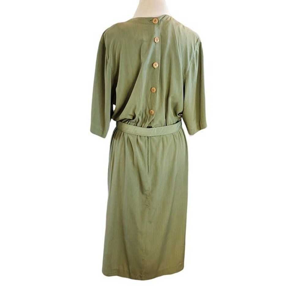 Vintage 80s Sage Green Belted Casual Midi Blouson… - image 4