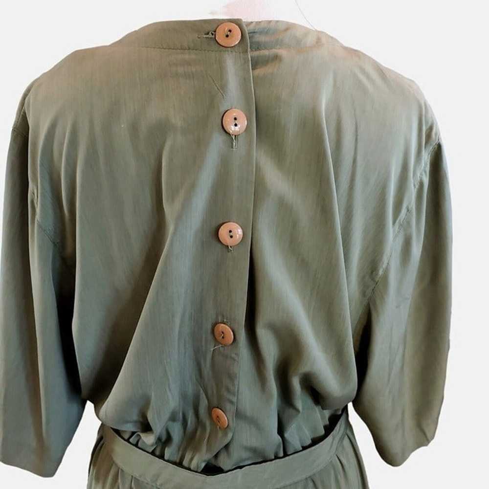 Vintage 80s Sage Green Belted Casual Midi Blouson… - image 7