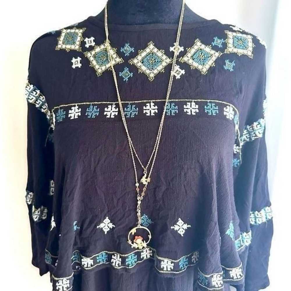 ZARA Embroidered Boho Festival Layered dress Size… - image 5