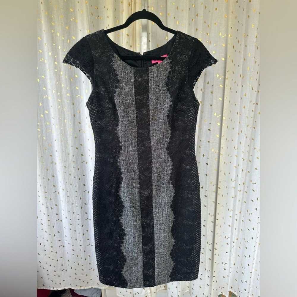 Betsey Johnson Tweed Lace Overlay Mixed Print Cap… - image 2