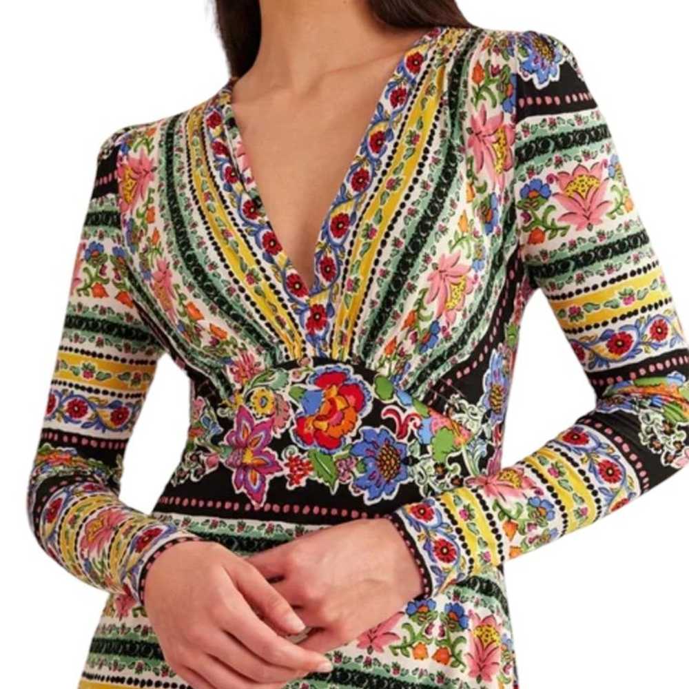 Boden V-Neck Jersey Midi Tea Dress Multi, Carnati… - image 2