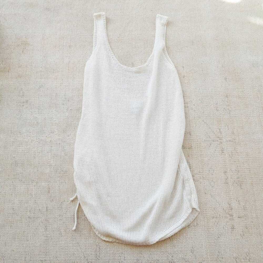 SNDYS | Byron Knit dress ruched tie side white ov… - image 3