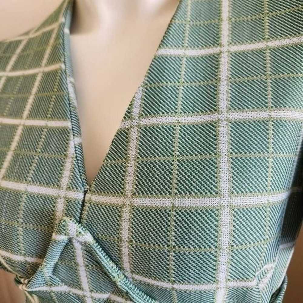 Vintage 70s handmade full length v-neck green sag… - image 4