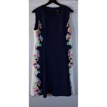 DKNY Elegant Navy Floral Sleeveless Dress Size 12 - image 1