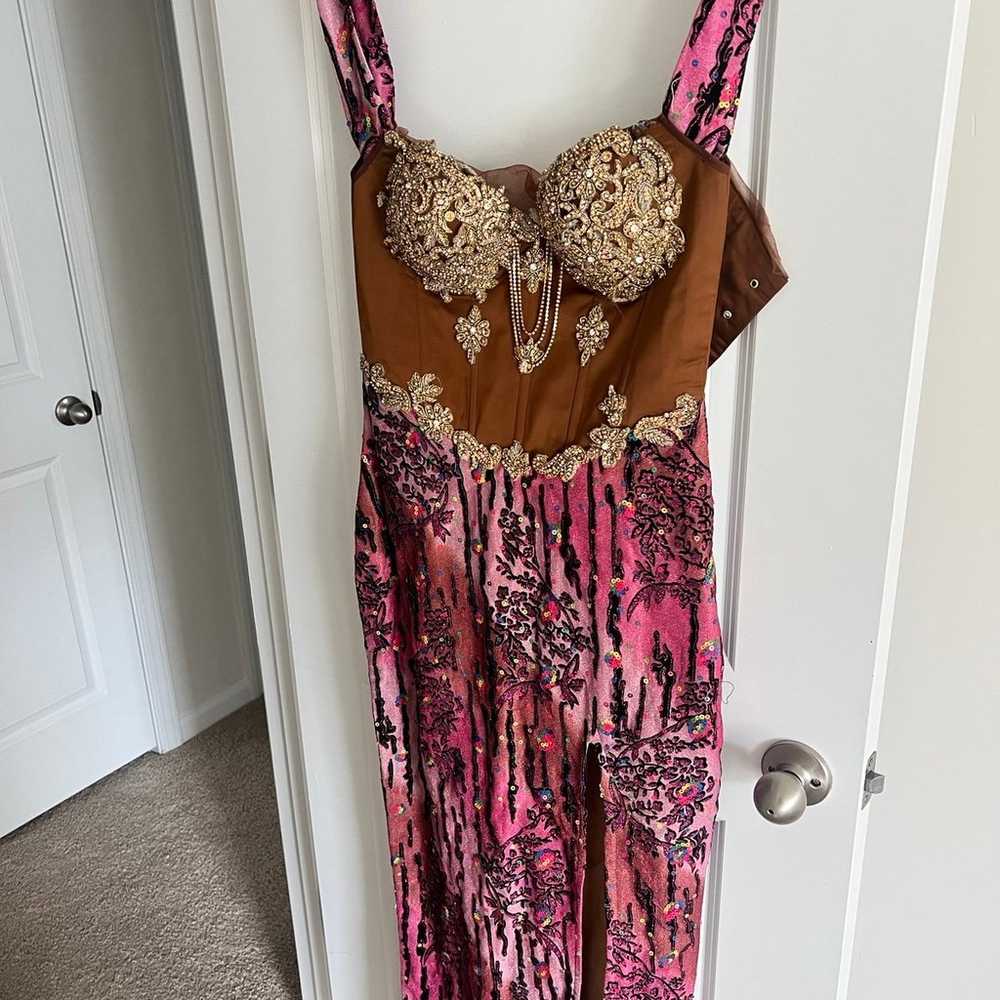Beautiful Pink and Brown Long African Hand Beaded… - image 2