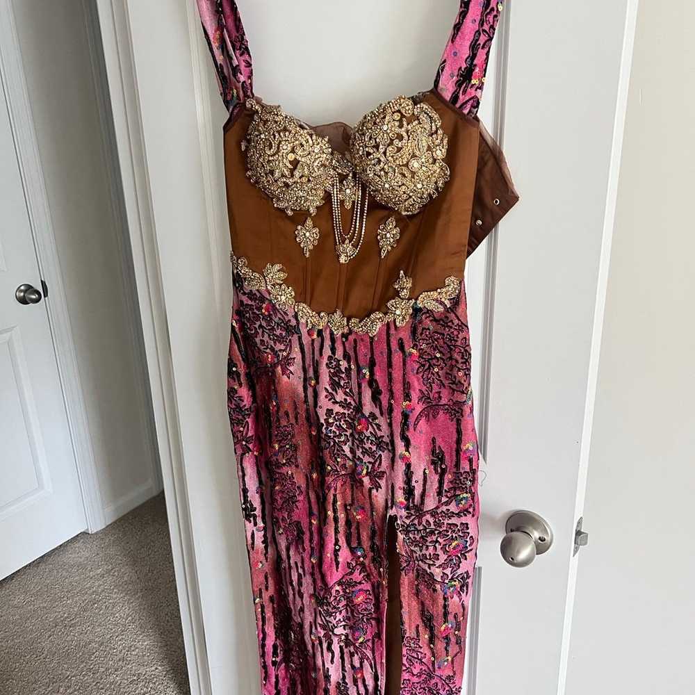 Beautiful Pink and Brown Long African Hand Beaded… - image 3