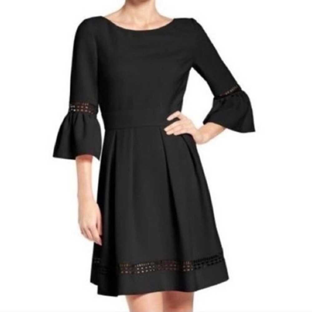Eliza J Bell Sleeve Black Fit and Flare Pleated E… - image 1