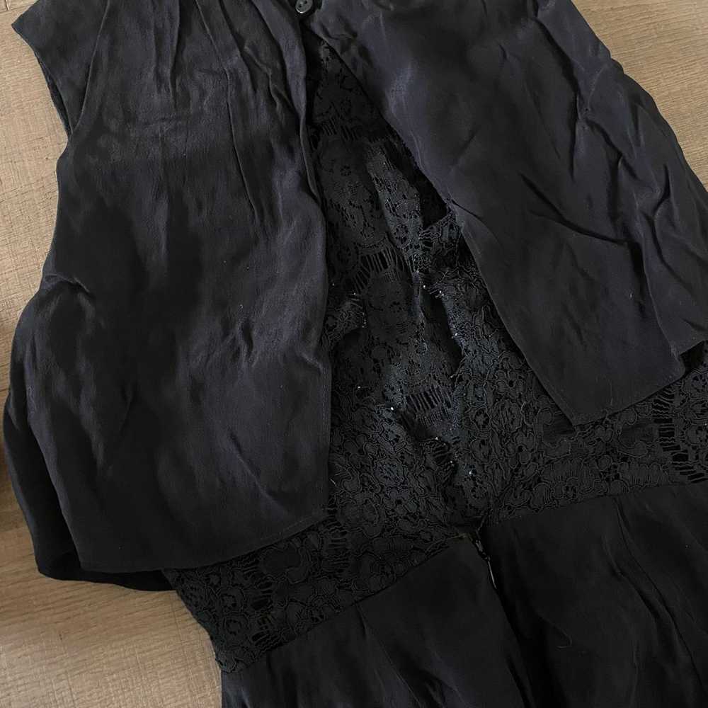 saylor black lace mesh tiered draped jumpsuit ope… - image 4
