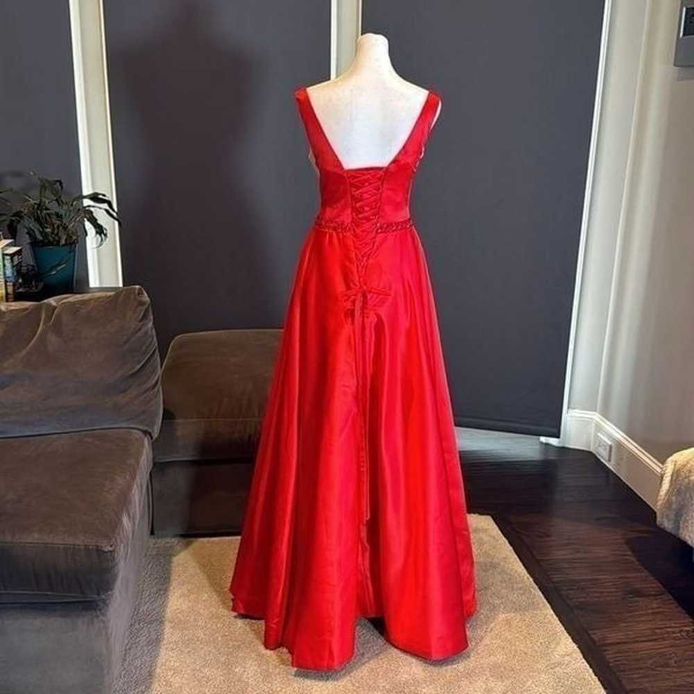 Women’s Red Full Length Satin Prom Party Dress Co… - image 6