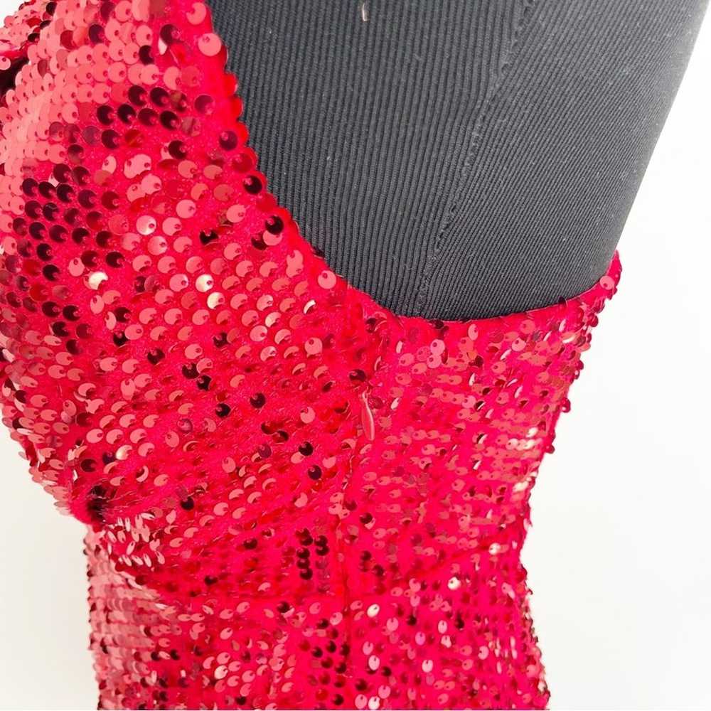ZARA Red Sequin Velvet Asymmetrical Dress Blogger… - image 5