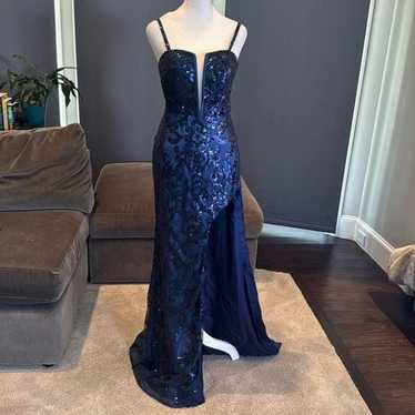 Women’s Blue Mermaid Fit Party Prom Dress Sparkly… - image 1