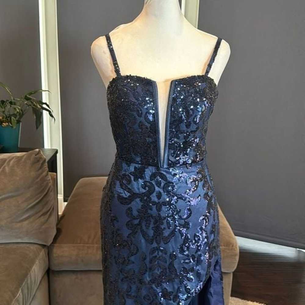 Women’s Blue Mermaid Fit Party Prom Dress Sparkly… - image 2