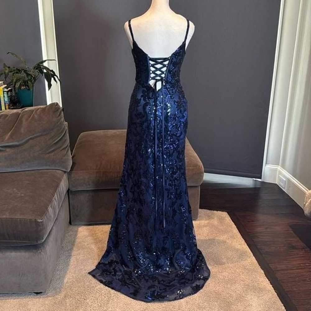 Women’s Blue Mermaid Fit Party Prom Dress Sparkly… - image 4