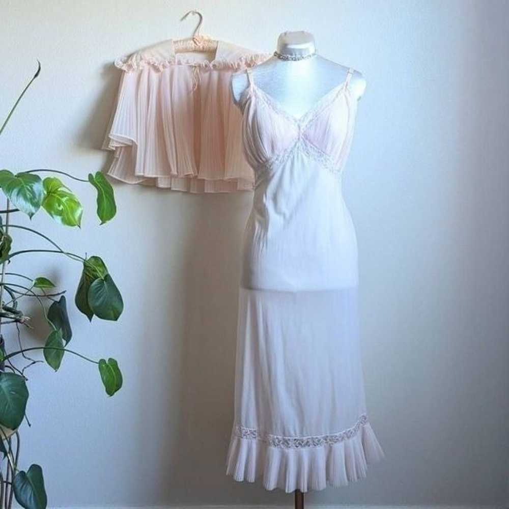 Vintage 60s Pastel Pink Slip Dress Nightgown Set … - image 1